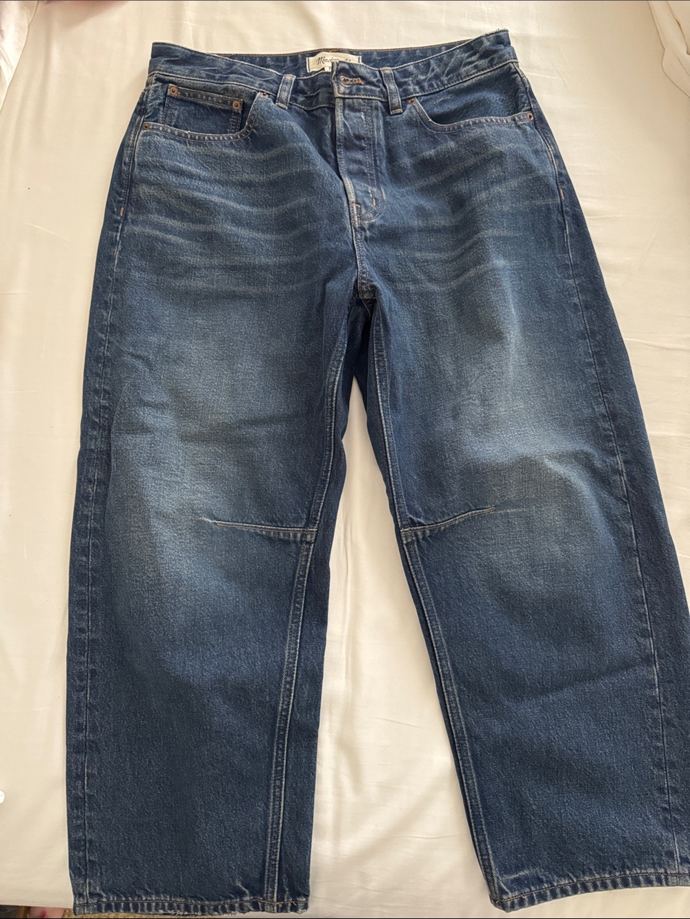 Madewell Relaxed Straight Dark Wash Blue Jeans